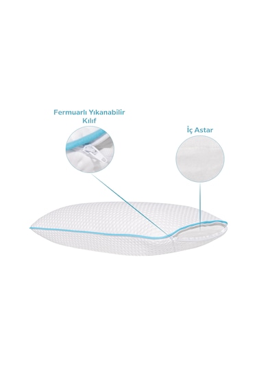 Viscofoam Yüksek Boyun Destekli Ortopedik Yastık Tombul Visco Yastık - 59x39x15.5cm