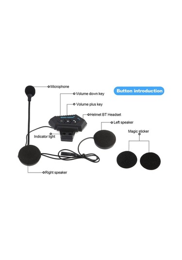 Ganzhoushop Motosiklet Kulaklık Kask İçin Bluetooth Kulaklık Çiftli Bt12-500ma Kablosuz Bağlantı
