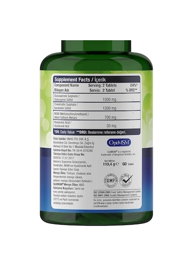 Natures Supreme Glucosamine Chondroitin Msm Hyaluronic Acid 60