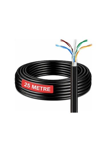25 Metre Cat6 Kablo Awg23 Bakır Tel Double Layer İç Ve Dış Mekan Ethernet İnternet Kablosu