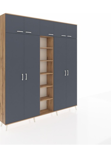 Arges Dolap 18 Raflı 9 Kapaklı 220x30x243 Çam-antrasit/çam Antrasıt/atlas Çam