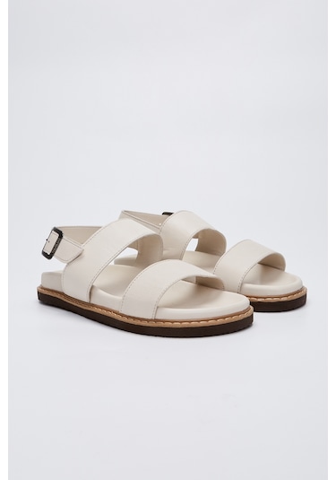 Valmenti Savino Erkek Kırık Beyaz Hakiki Deri Duz Sandalet 876 04-val Erk Sndlt Y23 Beyaz