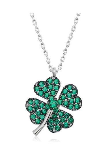 Blackcraft 925 Ayar Gümüş Dört Yapraklı Yonca Kadın Gümüş Kolye Premium