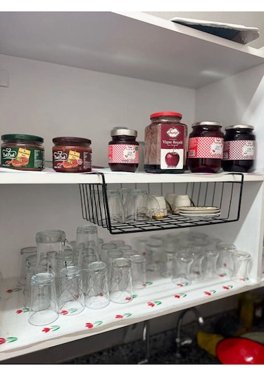 Magic Objects Metalik Dolap Içi Çelik Sepet Raf Kanguru 1 Parça Mutfak Siyah Siyah