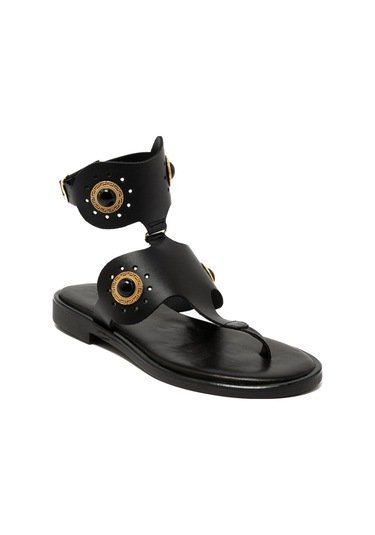 19 Black Sandalet Kadın 21075 Myconian 2025 Greek Sandal Siyah