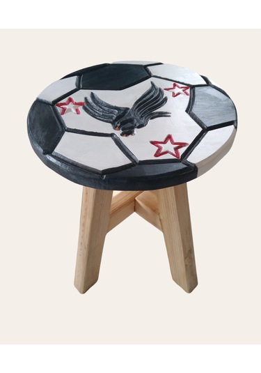 Beşiktaş Fanatik El Yapımı Ahşap Tabure