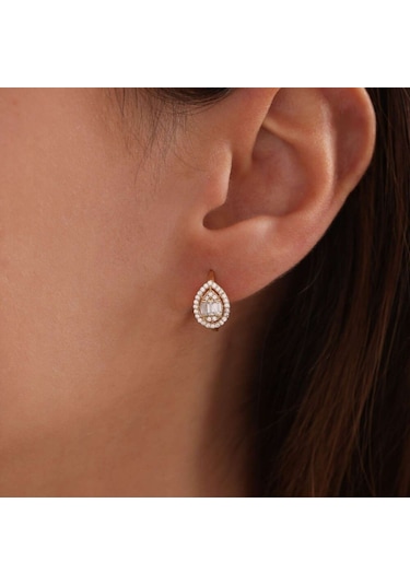 Sembol Gold Altın Damla Baget Küpe 1.5 Cm