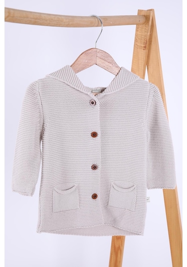 Babyhola %100 Organik Triko Kız Erkek Bebek Çocuk Kapüşonlu Hırka 6000 001