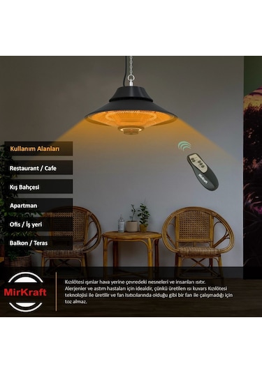 MirKraft Elirg R.C. LED Işıklı Elektrikli Isıtıcı, 2000 W, Uzakt