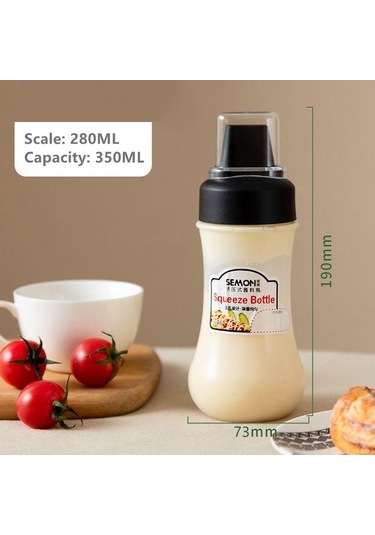 Novahub Siyah Delikli Çeşni Mutfak Sos Sıkma Şişe Kabı Çikolata Bal Dispenseri Zeytinyağı Şişeleri Siyah