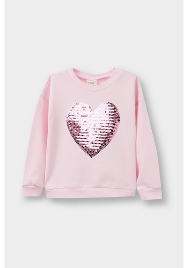 Defacto Kız Bebek Bisiklet Yaka Baskılı İçi Yumuşak Tüylü 2li Sweatshirt E8922a525aupn441 Pembe