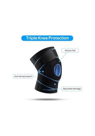 Wezone Neopren Ve Silikon Malzemeli Soğutucu Spor Dizlik - Koşu, Basketbol, Bisiklet İçin Mavi Mavi