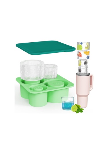 Lemestar Stanley Yeşil 4'lü Gıda Grubu Silikon Buz Kalıbı - Hızlı Donma, Kolay Çıkarma, Yıkama Kolay, Mikrodalga Ve Lavabo Uyumlu Çok Renkli