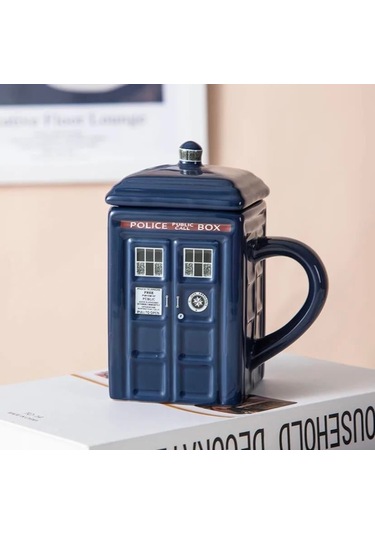 Doctor Who Tardis Police Box Telefon Kulübesi Kapaklı Kupa Bardak -2167