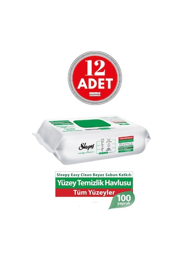 Sleepy Easy Clean Yüzey Temizlik Havlusu 100' Lü X 12 Adet Tekli