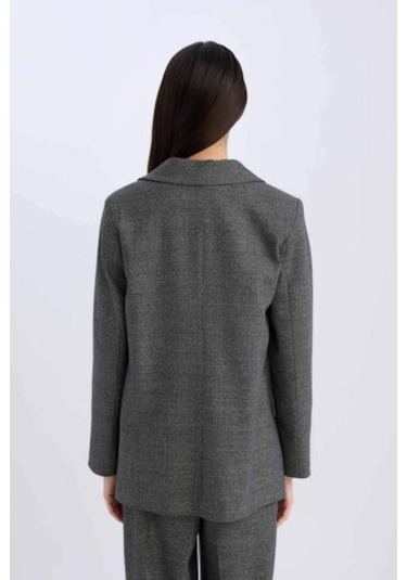 DeFacto Oversize Geniş Kalıp Düğmeli Blazer Ceket W2206AZ24AUAR63 Antrasit
