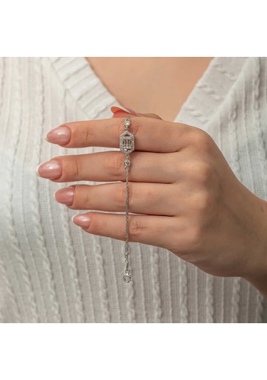 Gümüş Altıgen Baget Taşlı Kadın Bileklik Gümüş