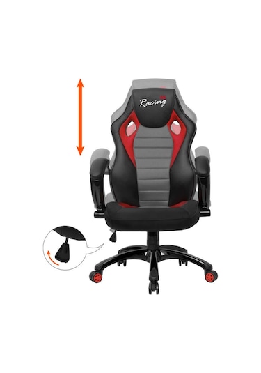 Max Racing Oyuncu Ve Çalışma Koltuğu - Gri-Siyah-Kırmızı-Gri - Siyah Max Racing Oyuncu Ve Çalışma Koltuğu - Gri-Siyah-Kırmızı-Gri - Siyah