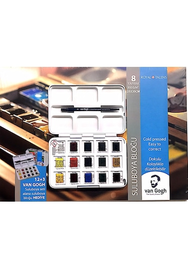 Van Gogh Sulu Boya 12 + 3 Set van Gogh 25 X 35 300gr Suluboya Bl