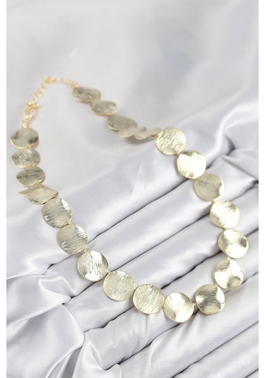 Pirinç Sıralı Para Model Gold Renk Kadın Kolye Çok Renkli