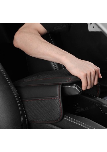 Gri Seametal Araba Kol Dayama Minderi Merkezi Konsol Kutusu Ped Koruyucu Kaymaz Yumuşak Yan Depolama Cepler Kapak Araba Aksesuarları