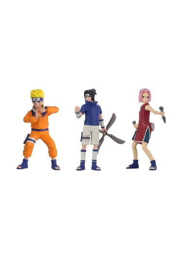 Naruto 3 Lü Figür Seti Sasuke, Sakura Ve Naruto Tek Kutuda Naruto
