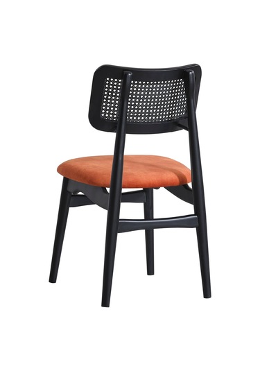 Helios Hazeranlı Ahşap Bohem Sandalye Siyah - Turuncu