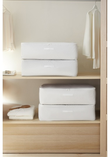 Home Wave 4'lü Mega Boy Gri Pötikare Baza Altı Hurç Set 74 x 46 x 22 cm