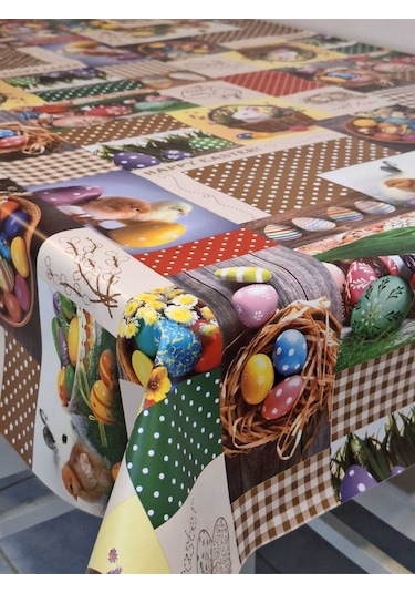 Yeni Yıl Desenli Elyaflı Pvc Masa Örtüsü Silinebilir Ve Su Geçirmez Muşamba Dkrm28b Çok Renkli