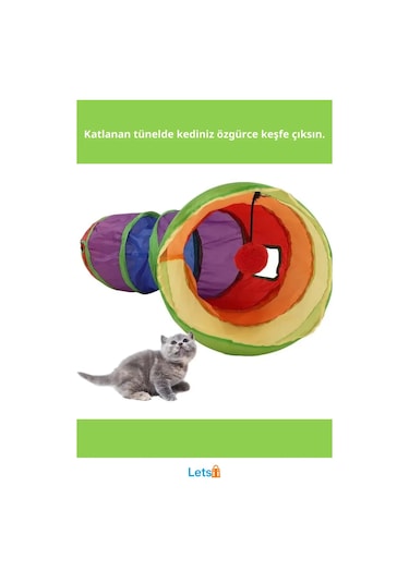 Katlanabilir Naylon Kedi Oyun Tüneli 117 Cm Eğlenceli Oyun Alanı