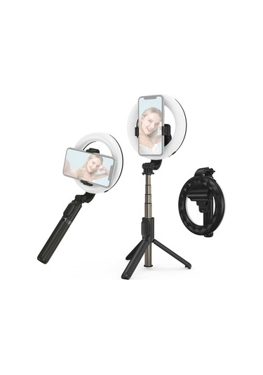 "profesyonel 6 İnç Led Halka Işıklı Bluetooth Selfie Çubuğu - 3 Ayaklı, 9 Parlaklık Seviyesi"
