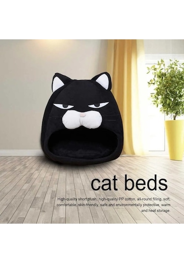 Fochsia 03 Siyah S Stili Pet Kedi Yatak Evi Kapalı Kediler Için Kendinden Isınma Çıkarılabilir