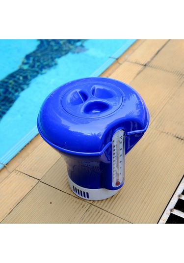 Vkemall Havuz Ve Spa İçin Termometreli Klor Tablet Dispenser - Sıcaklık Göstergeli Yüzen Kap