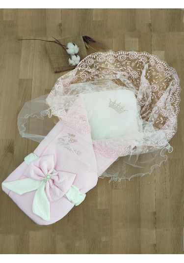 Kız Bebekp Pembe Lüks Duvaklı Kundak Battaniye Stl4786 Beyaz - Fuşya