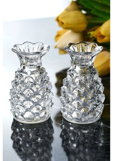 Perotti Pineapple Ananas Model 2'li Cam Tuzluk Biberlik Seti 15525 ŞEffaf