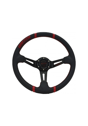 SİYAH SİYAH KIRMIZI MOMO OFSETLİ SPOR DİREKSİYON PVC
