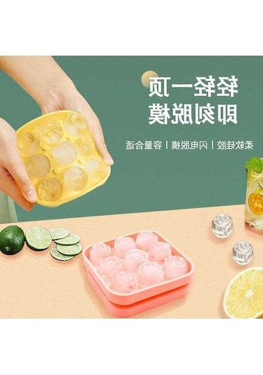 Ganzhoushop Viski Silikon Pembe Kalıpları Buz Küpü Kalıbı Ice Cube Ambition Adet-9 Adet 2 Hv Pembe
