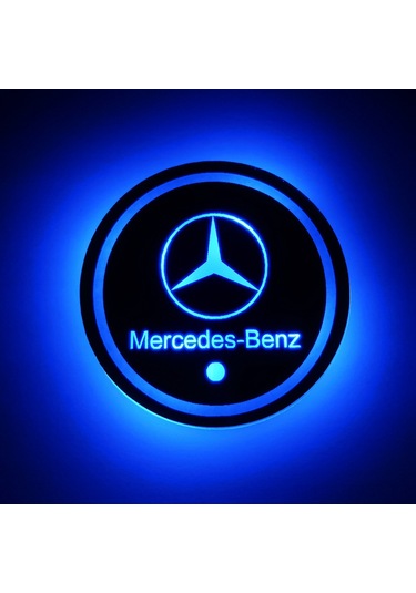Honmex Mercedes Benz Bens İç Dekorasyon Işıklandırma Aydınlatmalı Bardak Altlığı, 220mah Pil, Otomatik Şarj Durdurma, 66mm Yuvarlak Kenar