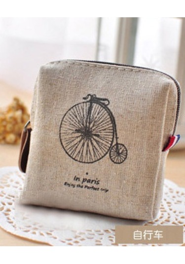 Ranyeek Klasik Paris Desenli Zakkă Cüzdan - Nostaljik Kumaş Para Çantası Bisiklet Desenli Günlük Kullanım Çok Renkli