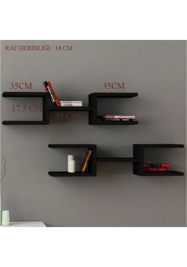Rafkestir 2 Li Çift Mızrak Duvar Raf Seti Cappicino