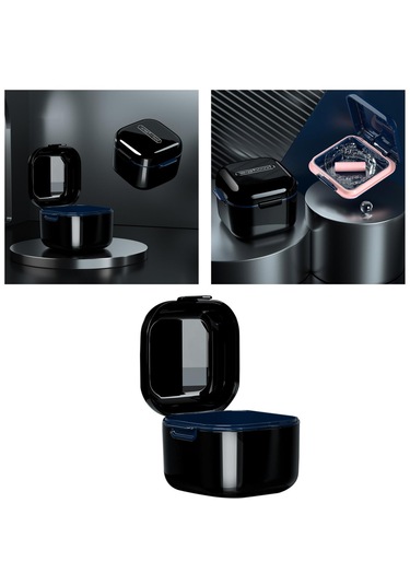 Dolıty Protez Çantası, Süzgeç Sepetli Banyo Siyah-9.7x8.8x7cm