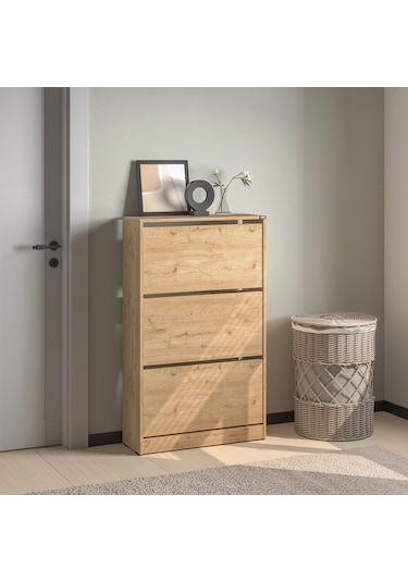 Flat Duo 3 Katlı Geniş Ayakkabılık - Florida Meşe 73x119x26 Cm Meşe