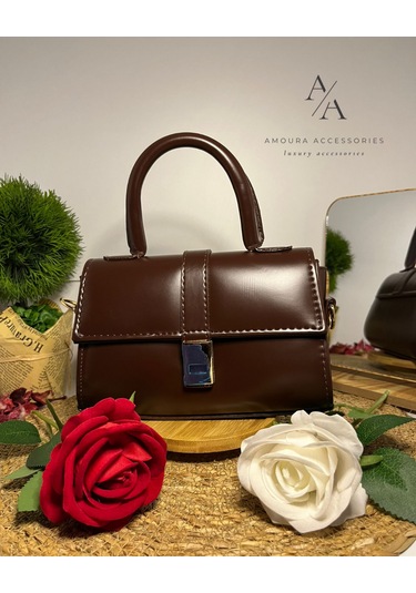 Klasik Omuz Çantası Serisi Koyu Kahverengi