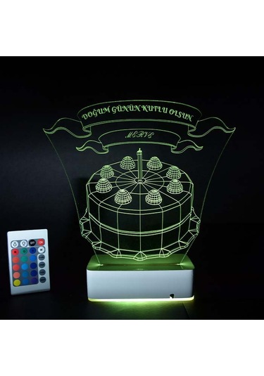 Kişiye Özel 3D Led Doğum Günü Pastası Lamba