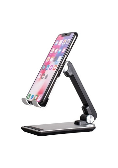Voguecode Evrensel Mini Katlanabilir Cep Telefonu Tablet Tutucu Masaüstü Alüminyum Alaşımlı Braket Standı Siyah Yok Havalandırma E13kda