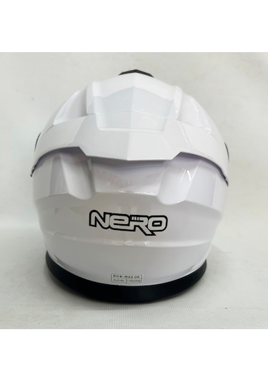 Nero Çene Açılır Kask Tk912 Paralk Beyaz İç Güneş Vizörlü