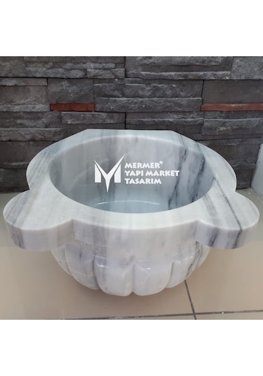 Marmara Pijamalı Kavun Dilimli Mermer Kurna