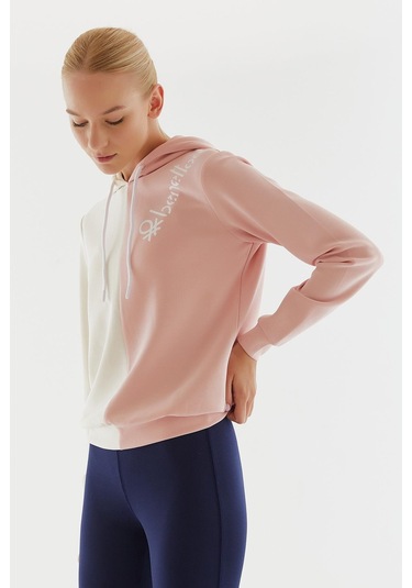 United Colors Of Benetton Kadın Kapüşonlu Sweatshirt Bnt-w20724 Pembe