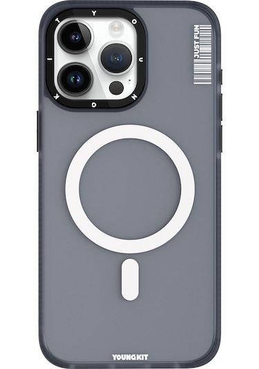 İphone 15 Pro Uyumlu Kılıf Magsafe Şarj Özellikli Youngkit Colored Sand Serisi Kapak Siyah