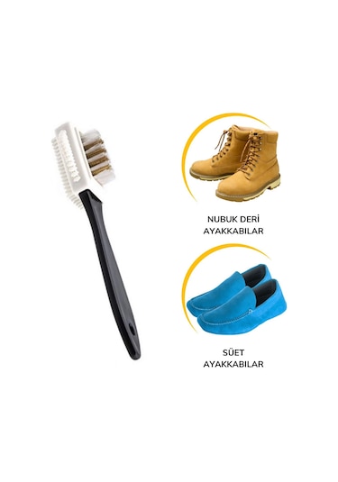 Çift Taraflı Pratik Taşınabilir Süet Nubuk Deri Çizme Bot Ayakkabı Temizleme Bakım Fırçası 5250 Çok Renkli